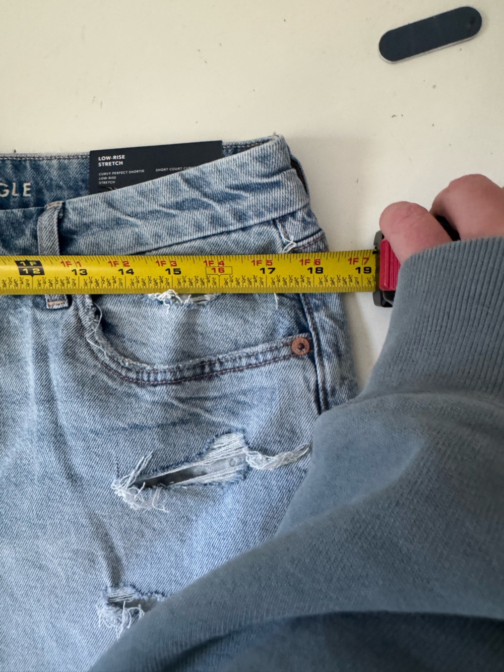 American Eagle Outfitters Light Wash Distressed Denim Cutoff Shorts - Picture 12 of 14